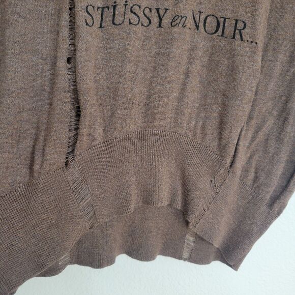 Stussy En Noir Knitwear Destroyed Sweater top Size Small Distressed Brown Grunge - Picture 15 of 16